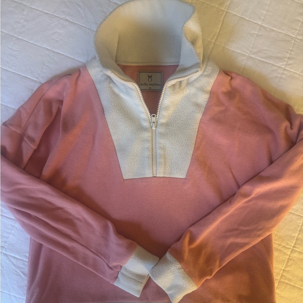 Pink and White Quarter-Zip Pullover Dudley Stephens